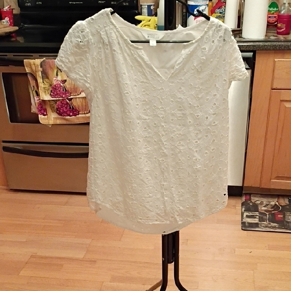 Market & Spruce Tops - Market & Spruce White Eyelet Blouse